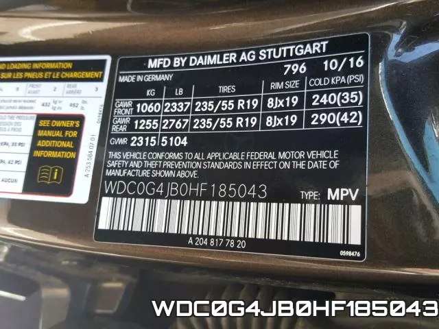 WDC0G4JB0HF185043 фото 2