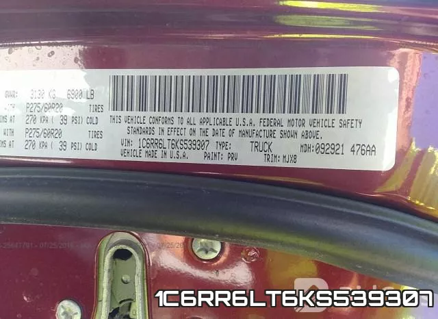 1C6RR6LT6KS539307 фото 10