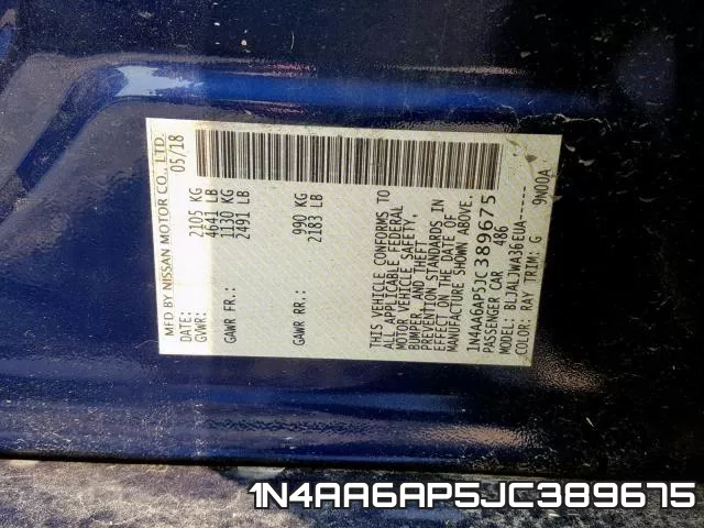 1N4AA6AP5JC389675 фото 2