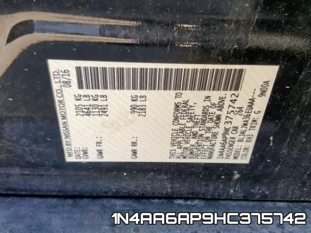1N4AA6AP9HC375742 фото 2