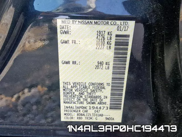 1N4AL3AP0HC194473 фото 2