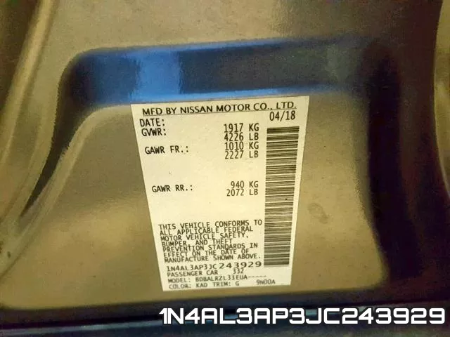 1N4AL3AP3JC243929 фото 2