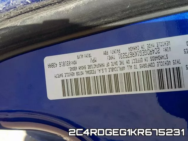 2C4RDGEG1KR675231 фото 2
