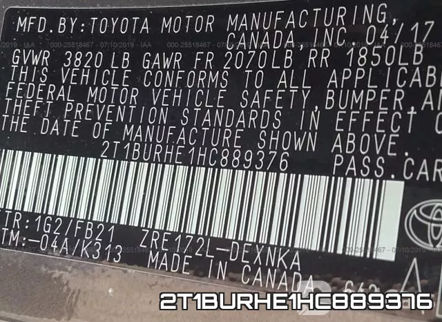2T1BURHE1HC889376 фото 10