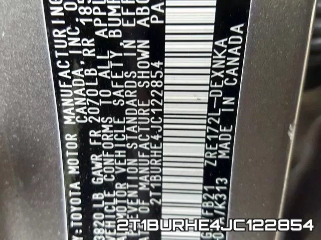 2T1BURHE4JC122854 фото 2