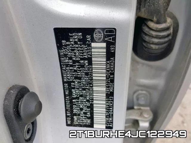 2T1BURHE4JC122949 фото 2