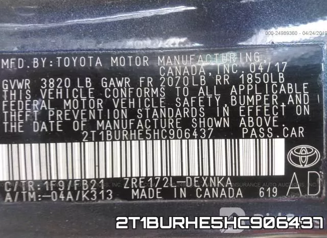2T1BURHE5HC906437 фото 10