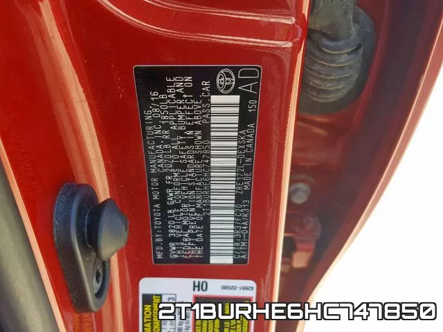 2T1BURHE6HC747850 фото 2