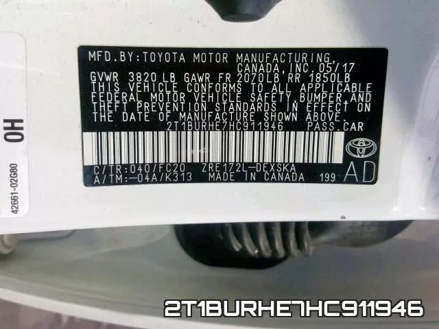 2T1BURHE7HC911946 фото 2