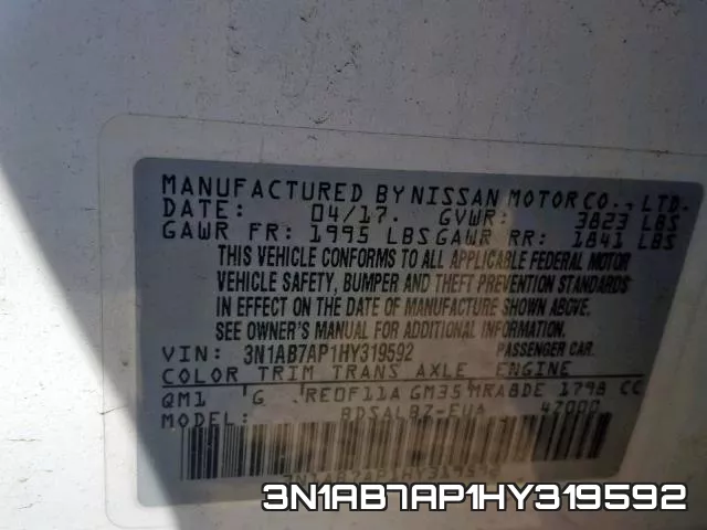 3N1AB7AP1HY319592 фото 2