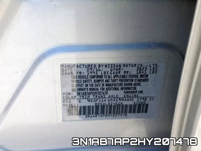 3N1AB7AP2HY207478 фото 2