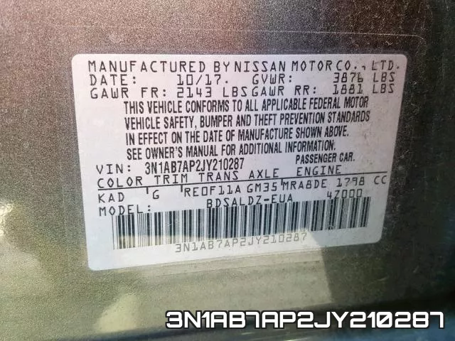 3N1AB7AP2JY210287 фото 2