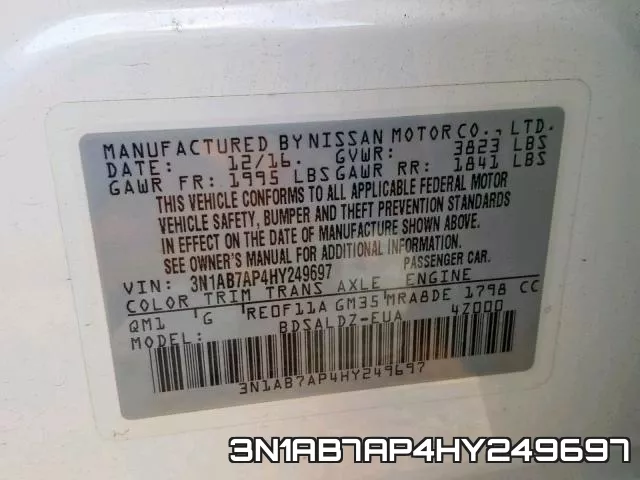 3N1AB7AP4HY249697 фото 2