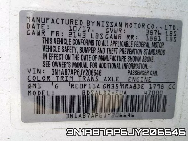 3N1AB7AP6JY206646 фото 2