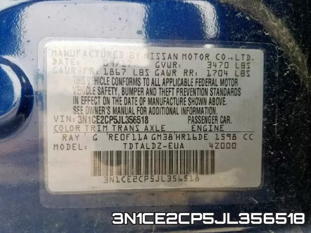 3N1CE2CP5JL356518 фото 2
