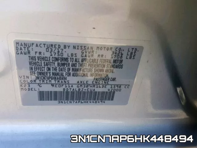 3N1CN7AP6HK448494 фото 2