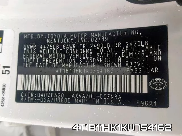4T1B11HK1KU754162 фото 2