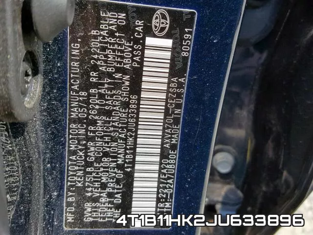 4T1B11HK2JU633896 фото 2