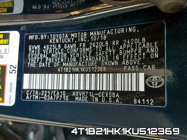 4T1B21HK1KU512369 фото 2