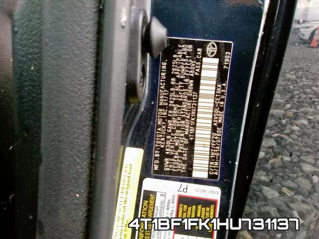 4T1BF1FK1HU731137 фото 2
