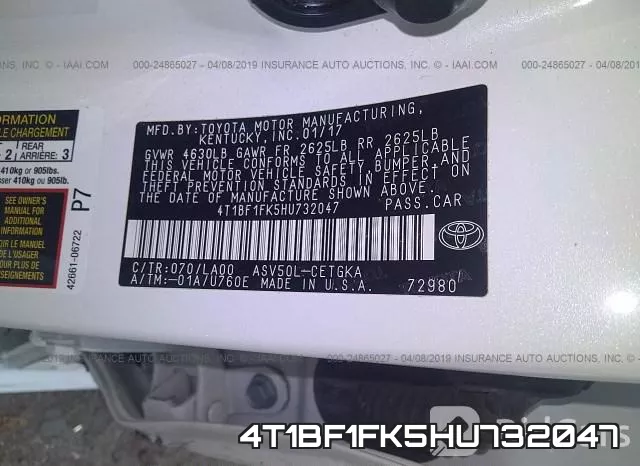 4T1BF1FK5HU732047 фото 10