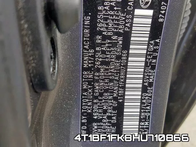 4T1BF1FK8HU710866 фото 2