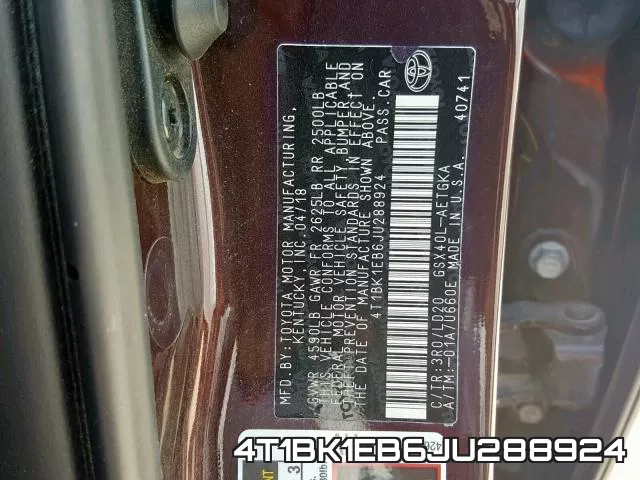 4T1BK1EB6JU288924 фото 2