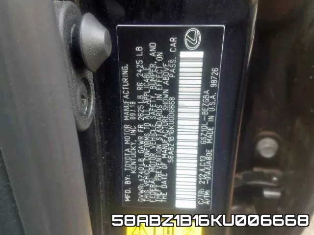 58ABZ1B16KU006668 фото 2