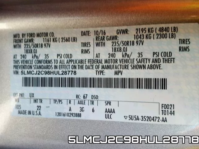 5LMCJ2C98HUL28778 фото 2