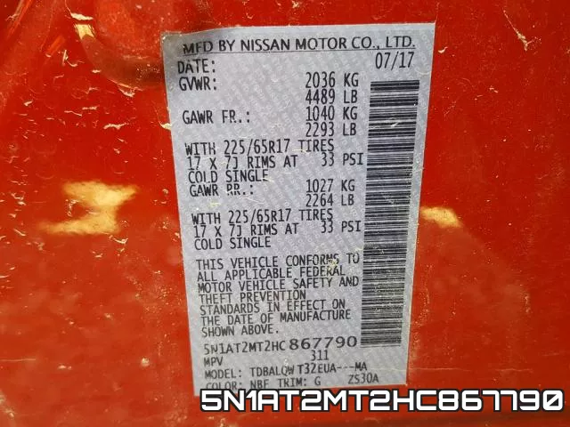 5N1AT2MT2HC867790 фото 2