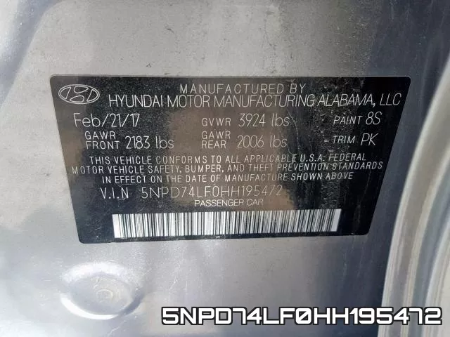 5NPD74LF0HH195472 фото 2