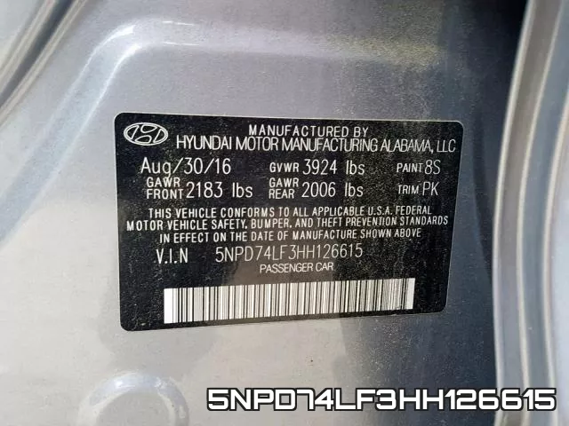 5NPD74LF3HH126615 фото 2