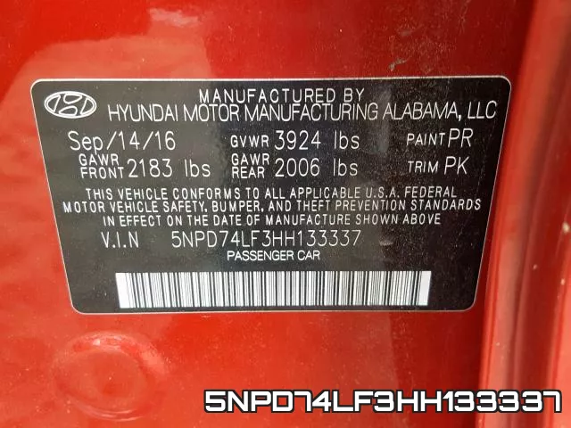 5NPD74LF3HH133337 фото 2