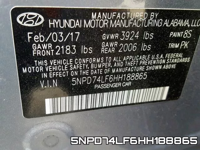 5NPD74LF6HH188865 фото 2