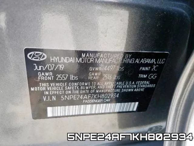 5NPE24AF7KH802934 фото 2