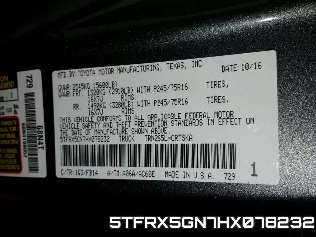 5TFRX5GN7HX078232 фото 2