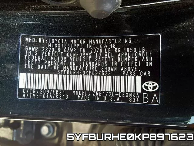 5YFBURHE0KP897623 фото 2