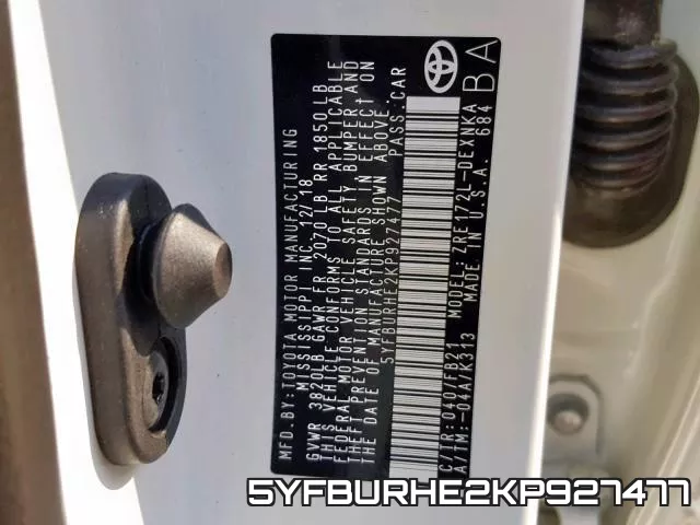 5YFBURHE2KP927477 фото 2