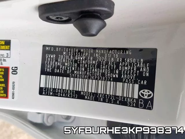 5YFBURHE3KP938374 фото 2
