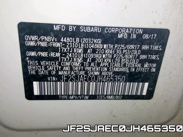 JF2SJAEC0JH465350 фото 2