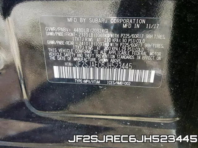 JF2SJAEC6JH523445 фото 2