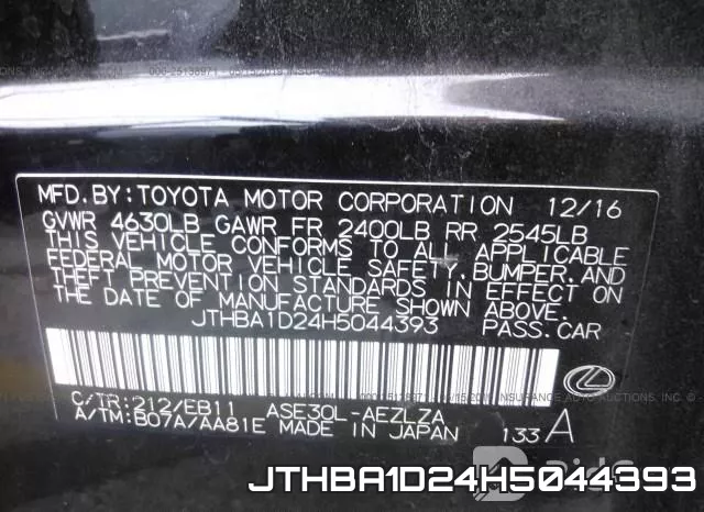 JTHBA1D24H5044393 фото 10