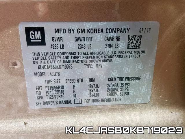 KL4CJASB0KB719023 фото 2