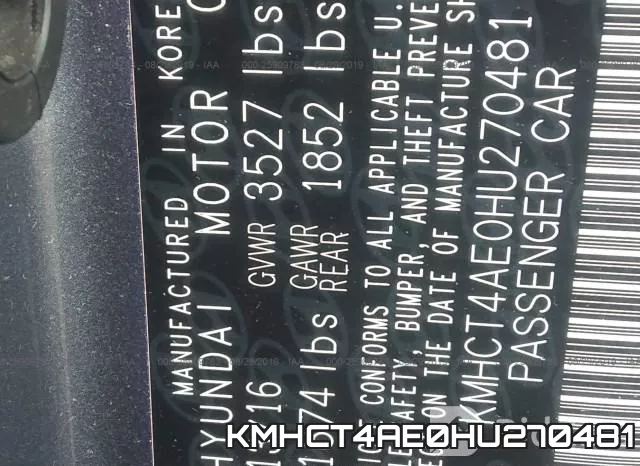 KMHCT4AE0HU270481 фото 10
