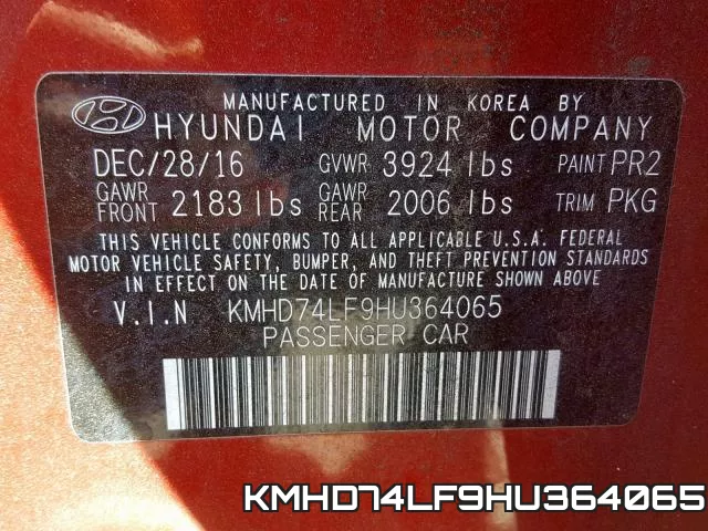 KMHD74LF9HU364065 фото 2