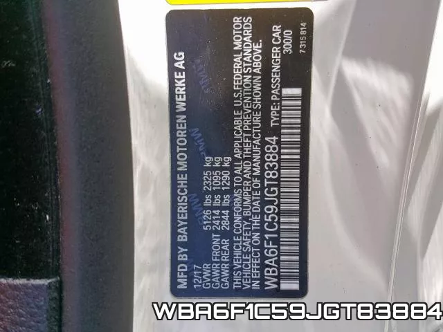 WBA6F1C59JGT83884 фото 2