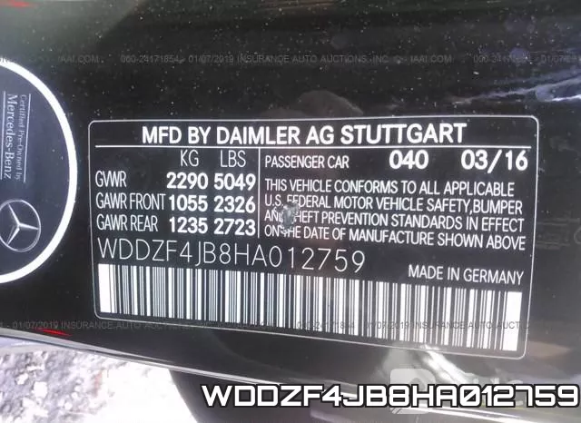 WDDZF4JB8HA012759 фото 10