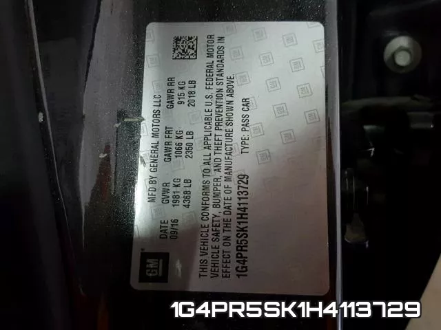 1G4PR5SK1H4113729 фото 2