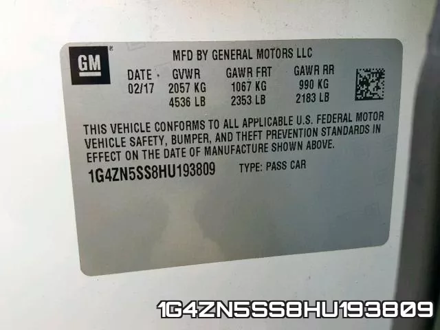 1G4ZN5SS8HU193809 фото 2