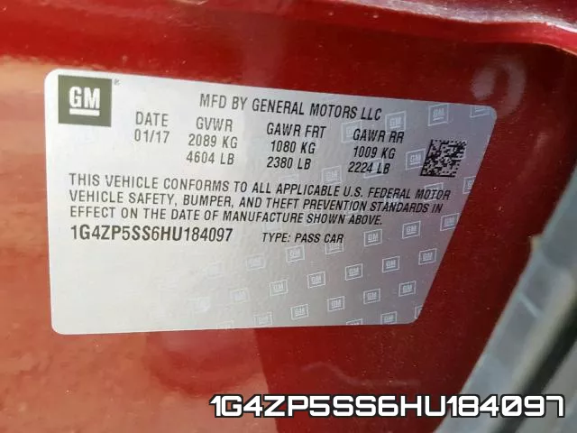 1G4ZP5SS6HU184097 фото 2